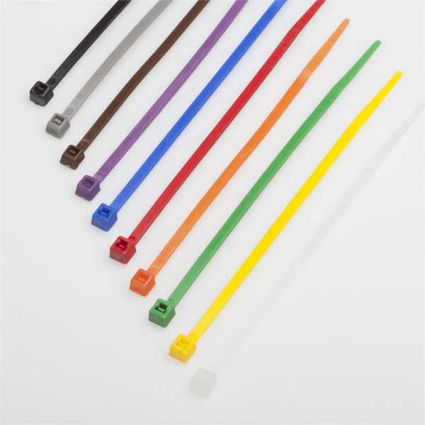 BCT 4 Inch 18 lb Cable Tie Pack - Light Duty Industrial/Home Use - Pack of 1000 (Pack of 100 each of 10 Colors) - Assorted Colors - Zip Ties - Y418VP