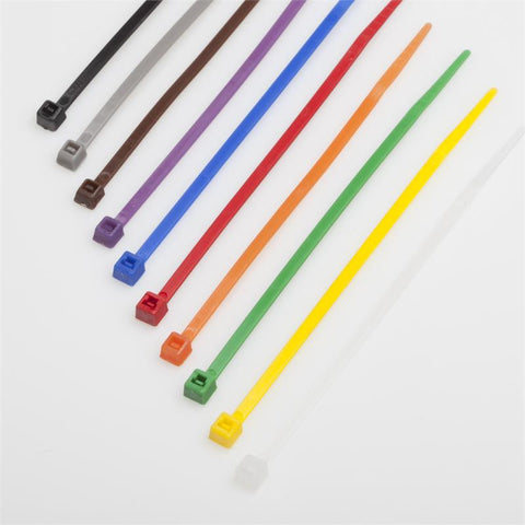 BCT 4 Inch 18 lb Cable Tie Pack - Light Duty Industrial/Home Use - Pack of 1000 (Pack of 100 each of 10 Colors) - Assorted Colors - Zip Ties - Y418VP