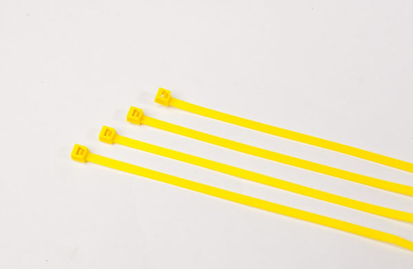 BCT 7 Inch 50 lb Cable Ties - Medium Duty Industrial/Home Use - Bag of 100 - Yellow - Zip Ties - Y7504C